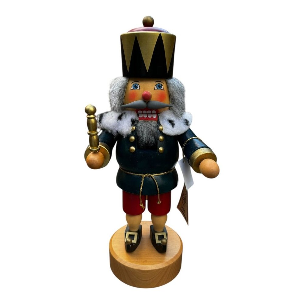 Seiffener C. Ulbricht German Nutcracker King Figurine Crown & Staff 13" Vintage